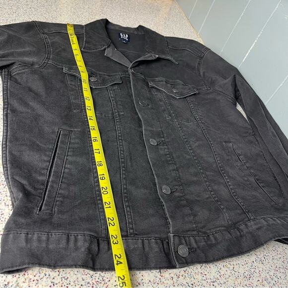 GAP Denim Black Jean Jacket Women’s Size M Classic Stretch Lightweight Coat - Picture 7 of 8